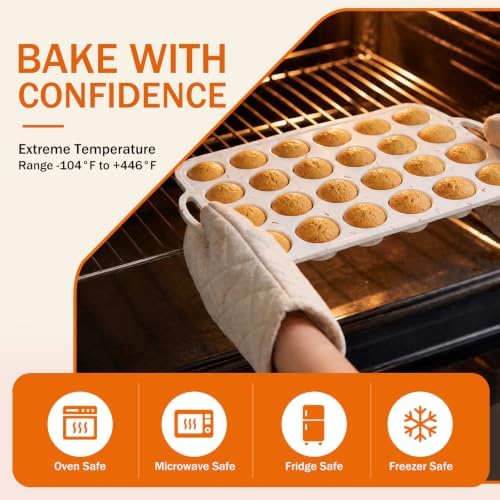 Silicone Mini Muffin Pans for Baking, 24-Cup Nonstick Cupcake Pan