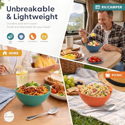 Wheat Straw Bowls 26oz, Unbreakable Cereal Bowl Set of 6 - Multi