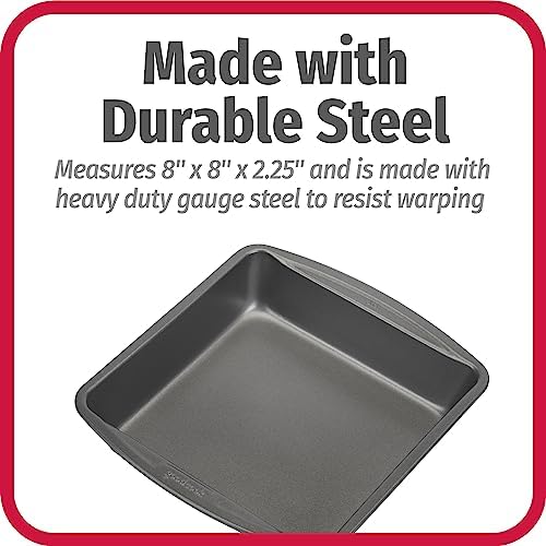 GoodCook Everyday Nonstick Steel Square Pan, 8", Gray