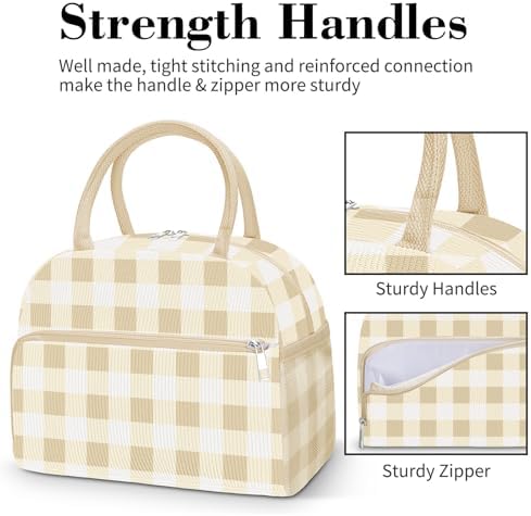 Coobiiya Corduroy Lunch Bag Lunch Box for Women Men, Cute Insulated Lunch Tote Bags Reusable LunchBox Large Capacity Cooler Bag for Work Travel Picnic