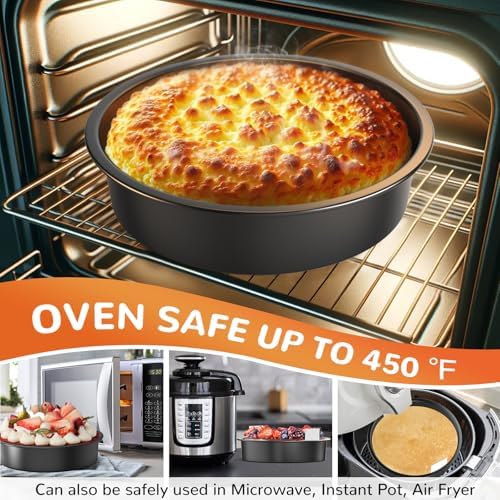 8 Inch Round Cake Pan Set of 3, Nonstick Baking Pans with 100PCS Parchment Paper, Dishwasher Safe
