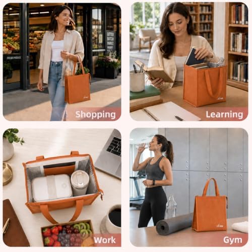 iknoe 9L Insulated Lunch Bag for Men & Women, Leak-Resistant Orange