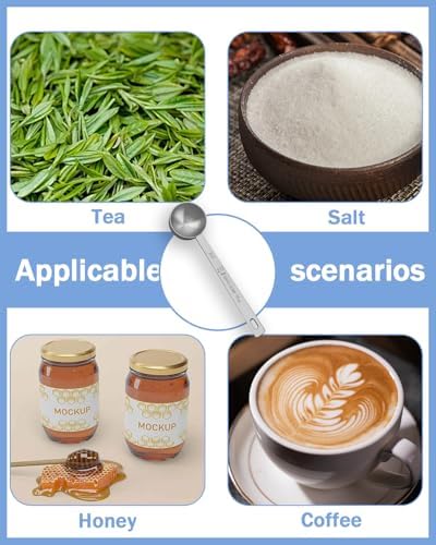 Teaspoon Measuring Spoons, 10mL (10 cc | 1/3 oz) Stainless Steel Teaspoon Scoop, Long Handle Metal Measuring Spoons for Cooking,Baking (0.35 OZ)