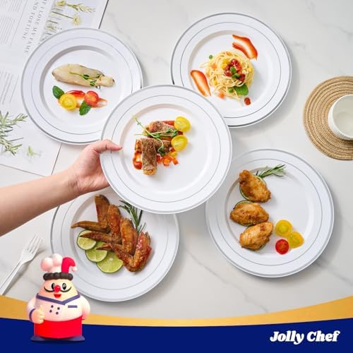 100PCS Plastic Plates 10 Inch Heavy Duty Disposable Plates for Everyday Use