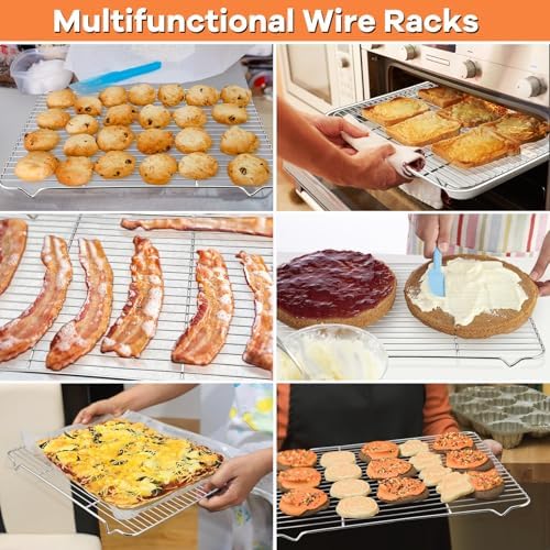 P&P CHEF Cooling Baking Rack Stainless Steel, 16.6" x 11.5", 2 Pcs, Silver