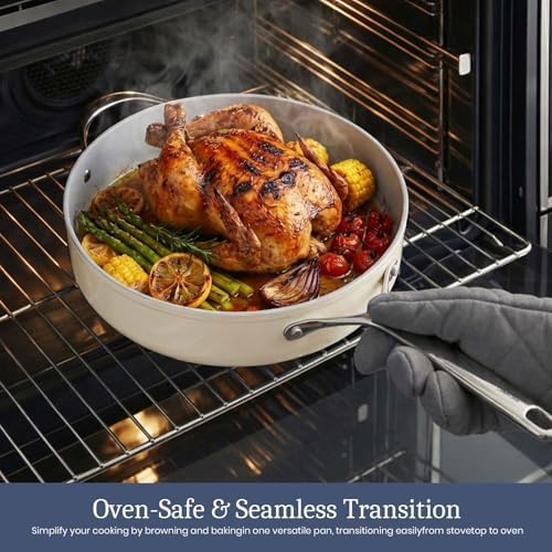 CookinCraze Ceramic Dutch Oven with Lid, 4.5 QT Nonstick Pot for Baking