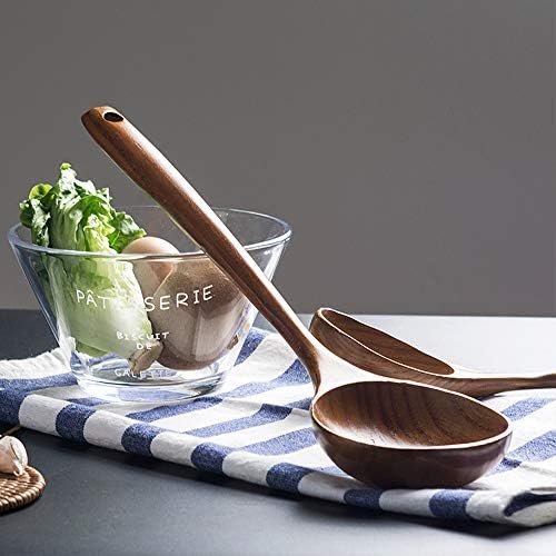 2 Large Wooden Ladle Deep Serving Spoons for Cooking Spoon Wood Soup Ladles