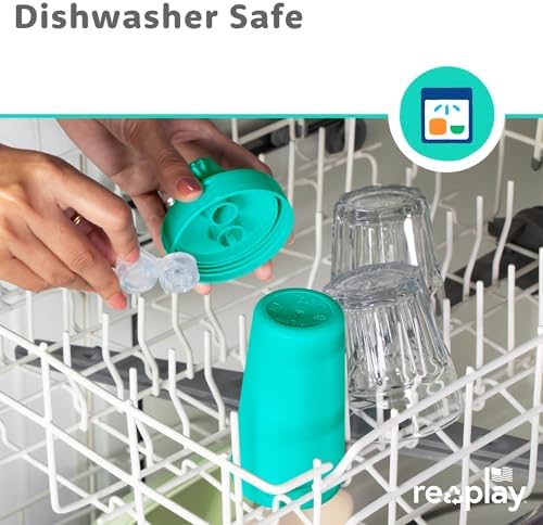 Re-Play Spill-Proof Sippy Cups for Toddlers - Kids Reusable 10 Oz Set of 4, Dishwasher & Microwave Safe, Made in USA, Bubble Pop