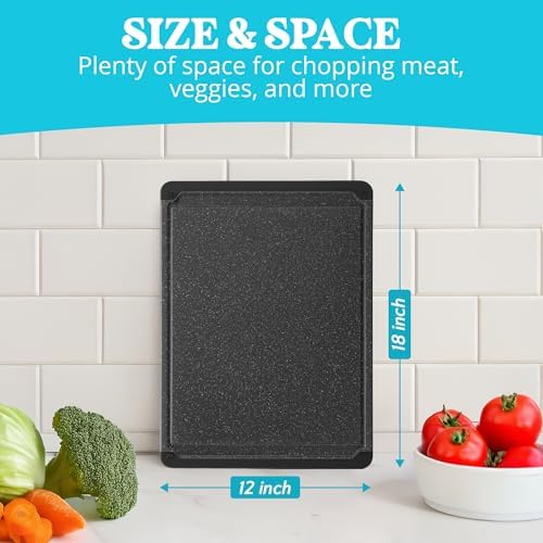 Large Plastic Cutting Board for Kitchen, 18-Inch Reversible Chopping Board
