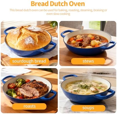 6QT Enameled Cast Iron Dutch Oven For Sourdough Bread Baking