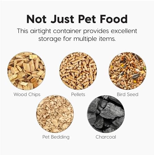 IRIS USA WeatherPro Airtight Dog Food Storage Container, Up to 13 lbs, for Dog Cat Bird and Other Pet Food Storage Bin, Pet Supplies, Keep Fresh, BPA Free, Clear/Almond (Pack of 2)
