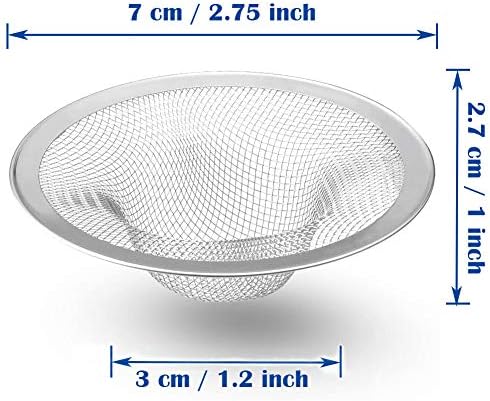 40 pcs Heavy Duty Stainless Steel Slop Basket Filter Trap, 2.75" Top / 1" Mesh Metal Sink Strainer,Perfect for Kitchen Sink/Bathroom Bathtub Wash Basin Floor Drain Balcony Drain Hole RV Sink