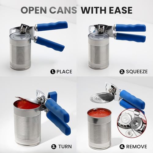 Zulay Kitchen Manual Can Opener Heavy Duty Patented Stainless Steel, Royal