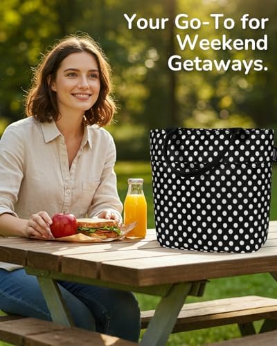 Aosbos Lunch Tote Bag,Insulated Lunch Bag For Women,Work,Office,Polka Dot