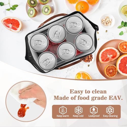 LOKASS Insulated Lunch Bag for Women & Men - Reusable 10 L Lunch Box for Women - Leakproof Tote Cooler Bag for Adults Work, Beach, Travel, Picnic (Black)