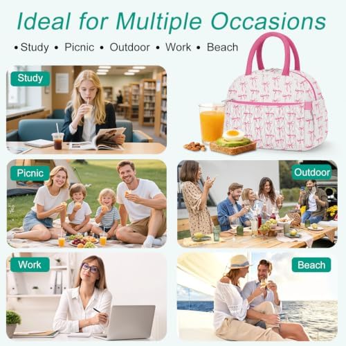 Coobiiya Cotton Quilted Lunch Bag,Cute Insulated Puffer Lunch Box for Women