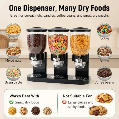 Countertop Cereal Dispenser 3 Pack, 6L Large Capacity for Small Dry Food