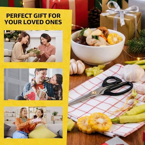3T Stainless Blade Kitchen Scissors - 10.23in x 1Pack | Korean Barbecue Kalbi Rib Chicken Meat Cutting | Sharp Heavy Duty Multipurpose Kitchen Shears for Cutting Dishwasher Safe (GG130, Black)