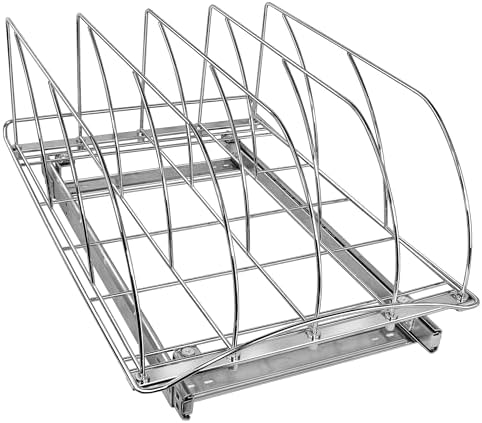 LYNK PROFESSIONAL® Pull Out Cookie Sheet Organizer for Cabinet – Baking Sheet Organizer – Sheet Pan Organizer - Lifetime Ltd. Warranty – 14” x 21” Deep Inside Cabinet, Chrome