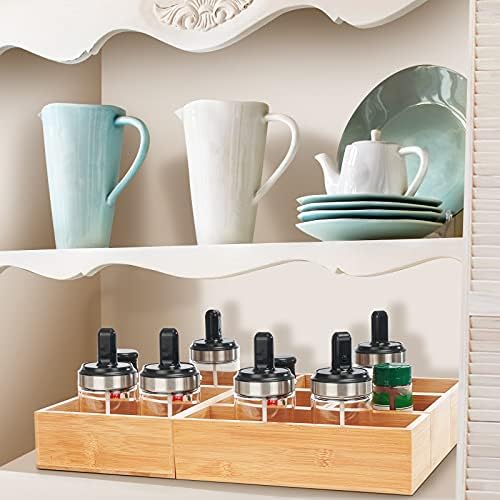 Fabsome Bathroom Drawer Organizer, Bamboo Box Bin for Junk Vanity Desk Makeup Drawer, Small Wooden Container Tea Storage Organization Tray for Kitchen Office, Set of 5