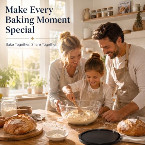 6.2QT Glass Sourdough Proofing Bowl with Lid, Large Mixing Bowl for Bread Dough Fermentation, Clear Borosilicate Glass Bowl for Baking, Salad, Meal Prep & Food Storage