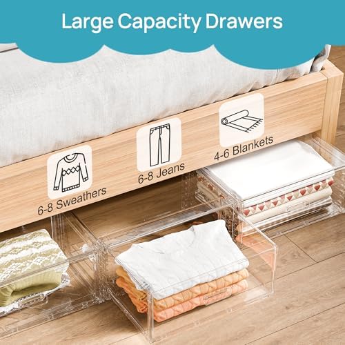 Vtopmart 3 Pack Large Clear Stackable Storage Drawers 23QT