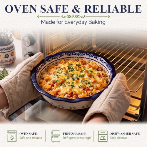 Uiifan 2 Pack 27oz & 48.8oz Ceramic Casserole Dishes Chicken & Round Shape