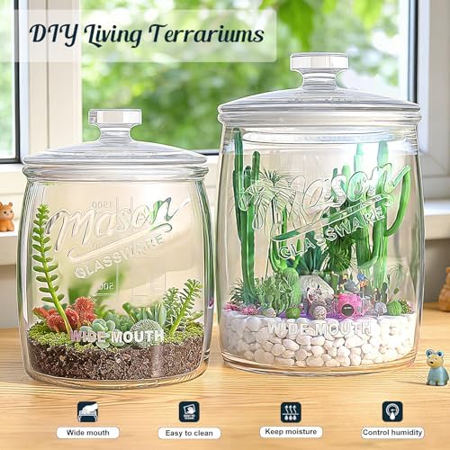 Cookie Jar with Airtight Lids, Half Gallon Wide Mouth Mason Jar