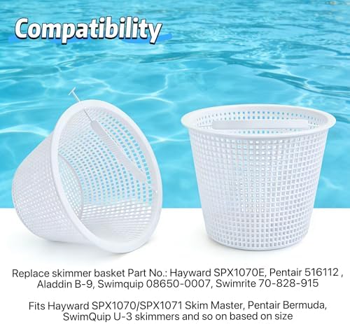 2Pack Pool Skimmer Basket for Inground Pool, 8" Top with Handle