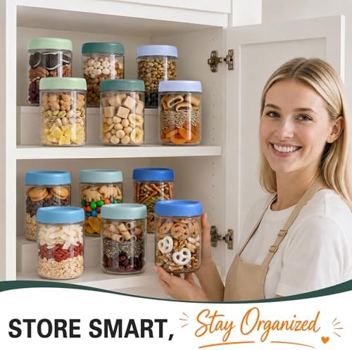 Overnight Oats Containers with Lid, Wide Mouth Glass Jars with Airtight Lid
