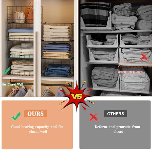Yociyoga 7-Tier Stackable Closet Organizers and Storage Shelves, Foldable Closet Shelf Organizer System, Stackable Storage Bins Drawers for Closet Organizer System, Black(Patent No. 30022416)