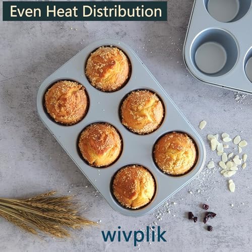 Nonstick Jumbo Muffin Pans, 2 Pack 6 Cup Extra Large Cupcake Tins