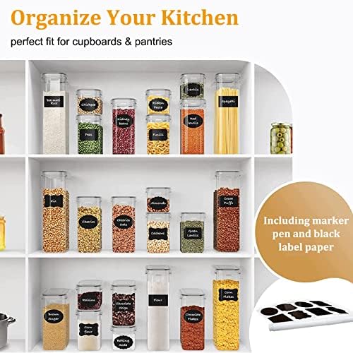 8pc Clear Airtight Canisters with Lids, Kitchen Dry Pantry Storage