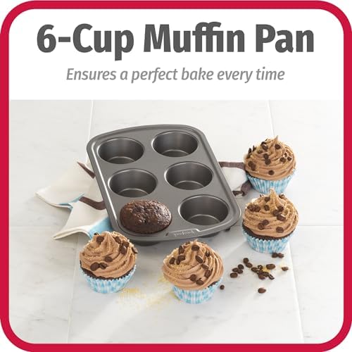 GoodCook Everyday Muffin Pan Nonstick Warp-Resistant Carbon Steel Construction, Gray 6 Cups (Pack of 12)