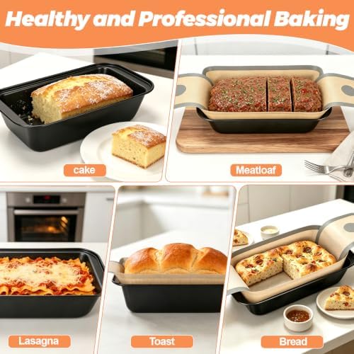 HOTEC 4 PCS Bread Loaf Pan with Liner Bread Pans for Homemade Bread