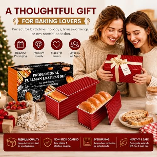 Bread Loaf Pan with Lid-2Pack, 2.2LB & 1LB
