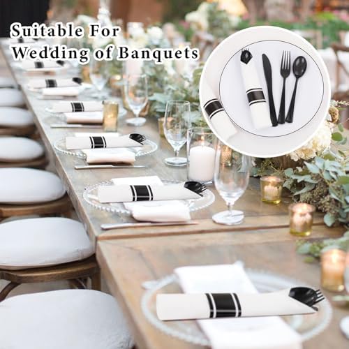 Supernal 120pack Pre Rolled Black Plastic Silverware Set Disposable
