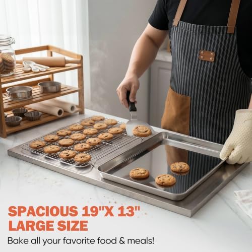 Homikit 2 Pack Cooling Racks, 18.9 * 12.6 Inch XL Stainless Steel Baking Rack for Cooking