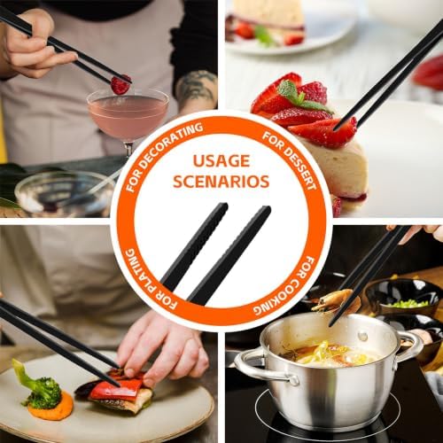 Tifanso 2PCS 12" Stainless Steel Precision Serrated Tongs for Cooking