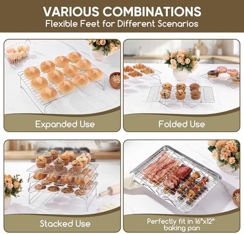 Herogo 2-Tier 15" x 10" Stainless Steel Stackable Cooling Rack, Silver