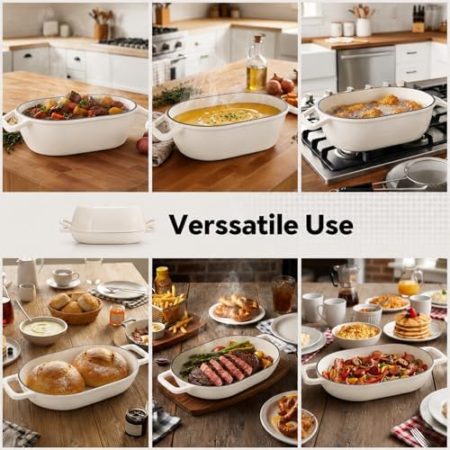 Enameled Cast Iron Oval Bread Oven White