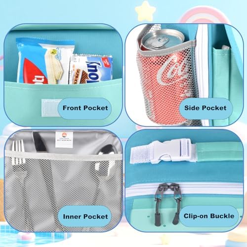CaCTOUR Lunch Box Kids,Fun Color Lunch Box for Boys,Large Soft Cooler Lunch Bag for Kids,Back to School Thermal Insulated Lunch Tote Bag for School Daycare Outdoor (Teal)