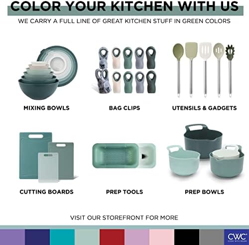 COOK WITH COLOR Prep Bowls with Lids- Wide and Deep Nesting Plastic Small Mixing Bowl Set with Lids, 12 Piece Set - Wide Bowls, Green