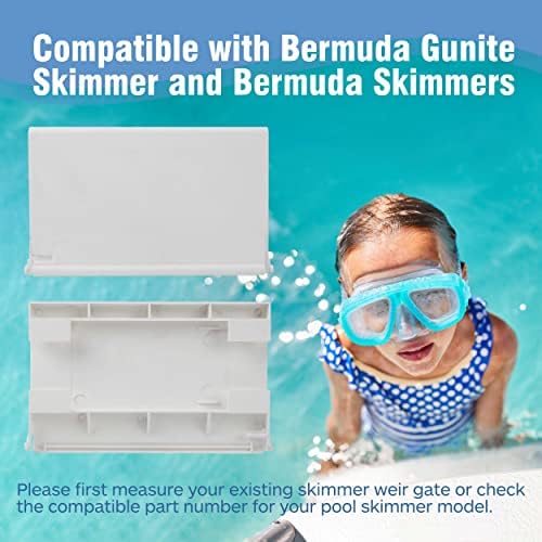 Calvana Exact Replacement 516252 White Weir Gate Assembly - Compatible with Bermuda Gunite Skimmer and Bermuda Skimmers - Vinyl Weir Gate Assembly - 8 1/2 Inches x 5 3/8 Inches