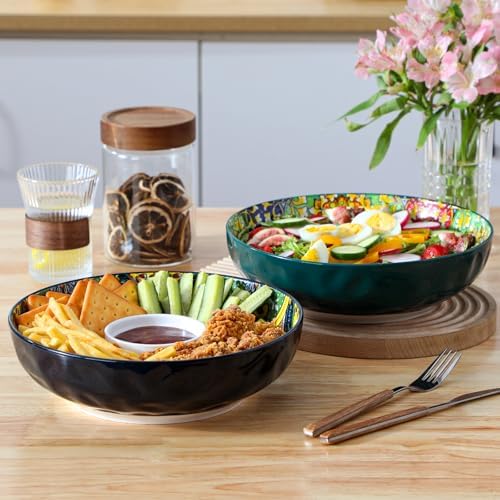 vancasso Large Serving Bowls,78 Oz Salad Bowls Set of 2, Green
