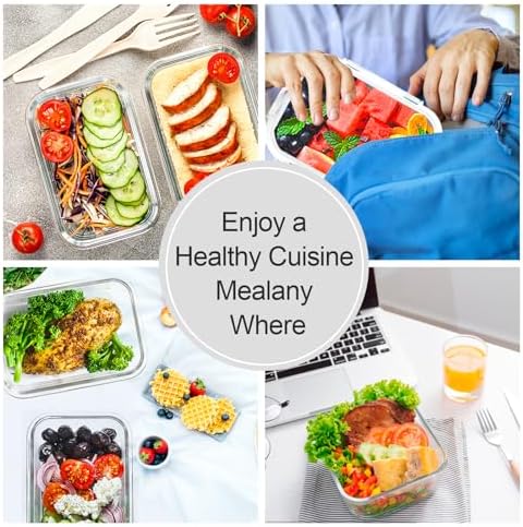 VERONES 10 PACK Glass Meal Prep Containers Set with Lids, White