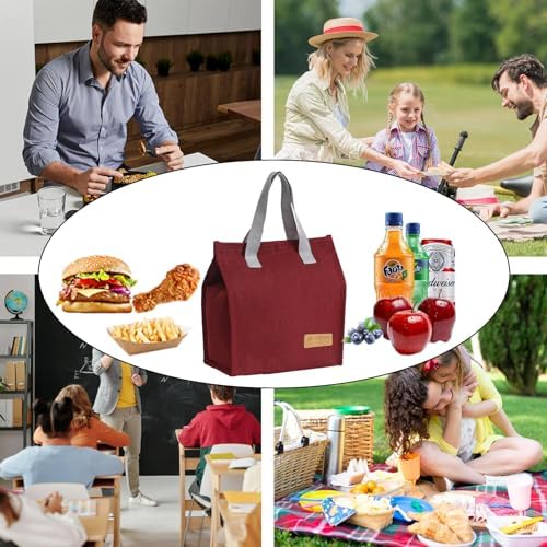 Lunch Bag for Women/Men,Waterproof Reusable Portable Lunch Tote,Lunch Box Bag.Thermal Cooler Bag Ideal for Work/Party/l/Travel/Picnic(Light Red)