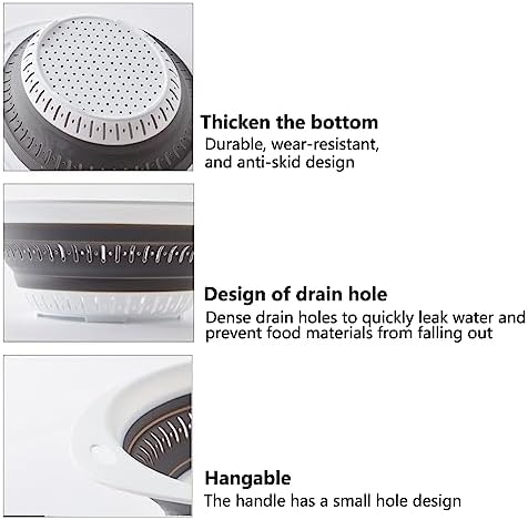2Pcs Collapsible Square Silicone Colander Strainer for Fruit Veggie Pasta
