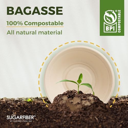 12oz Compostable Paper Bowls Disposable Round Natural Cereal Bowl,600 Count