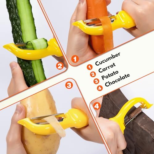 Rainspire Vegetable Peeler Potato Peelers for Kitchen, Sharp Stainless Steel Blades Veggie, Comfortable Handle Fruit Peeler, Carrot Peeler Apple Peeler Dishwasher Safe, Yellow, 1-Pack